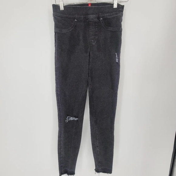 SPANX Distressed black Denim Leggings Vintage Black small - Picture 4 of 9